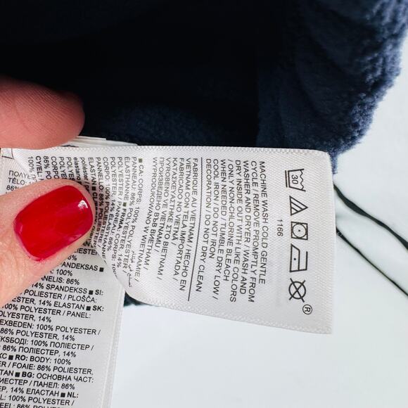 Athleta Microfleece Sweatshirt Navy & Sky High Collar Pullover Size S Small - Picture 6 of 9